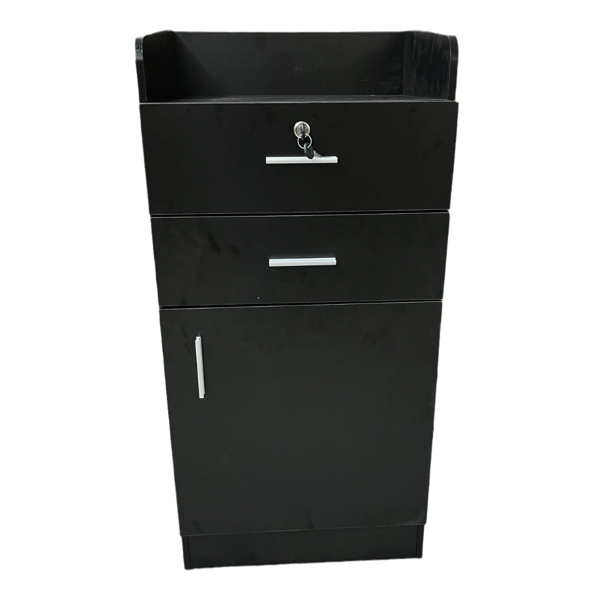 Gabinete de salón negro 2 piso independiente sin electricidad (anillo de acero inoxidable para tubos de aire)