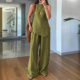 2025 Foreign Trade Cross-border New Women's Casual Round Neck Pullover Sleeveless Pocket Pants Cotton Multicolor Women's Cover