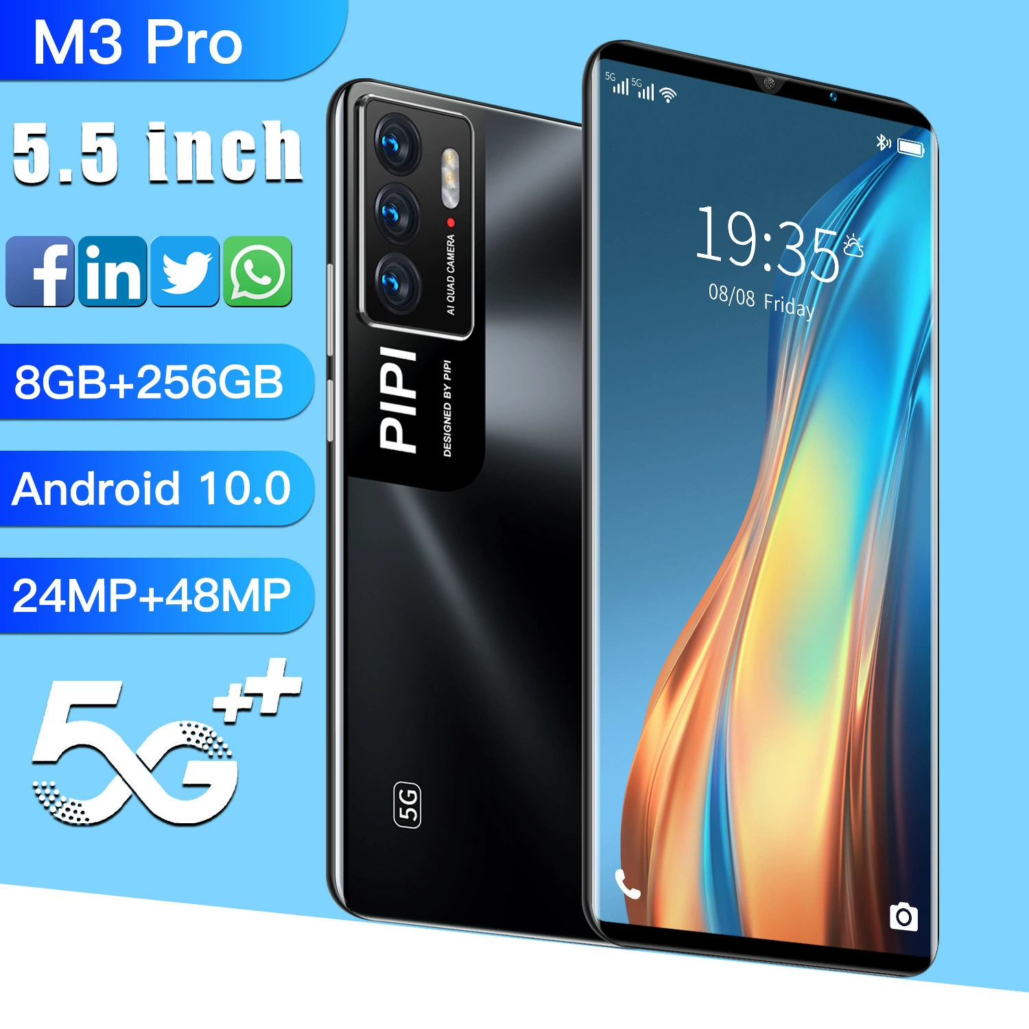 Умный мобильный телефон, (торговля через границу), Android, 5.5 дюйма