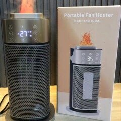 新型クロスボーダー温風機3d炎加湿ヒーター縦型首振りリモコン速熱PTC電気ヒーター工場