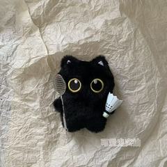 新しい小さな黒猫人形バドミントンペンダントボールセット限定人形バッグペンダントカップルキーホルダー
