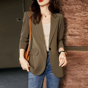 Black Blazer for Women, Korean Style, 2025 Spring and Autumn New Model, High-End Street Fashion Casual Design, Small Suit