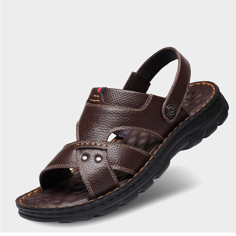 Outwear New 2025 Summer Sandals Men's Non-slip Middle-aged and Elderly Dad's Thick Bottom Beach Shoes Integrated Men's Sandals