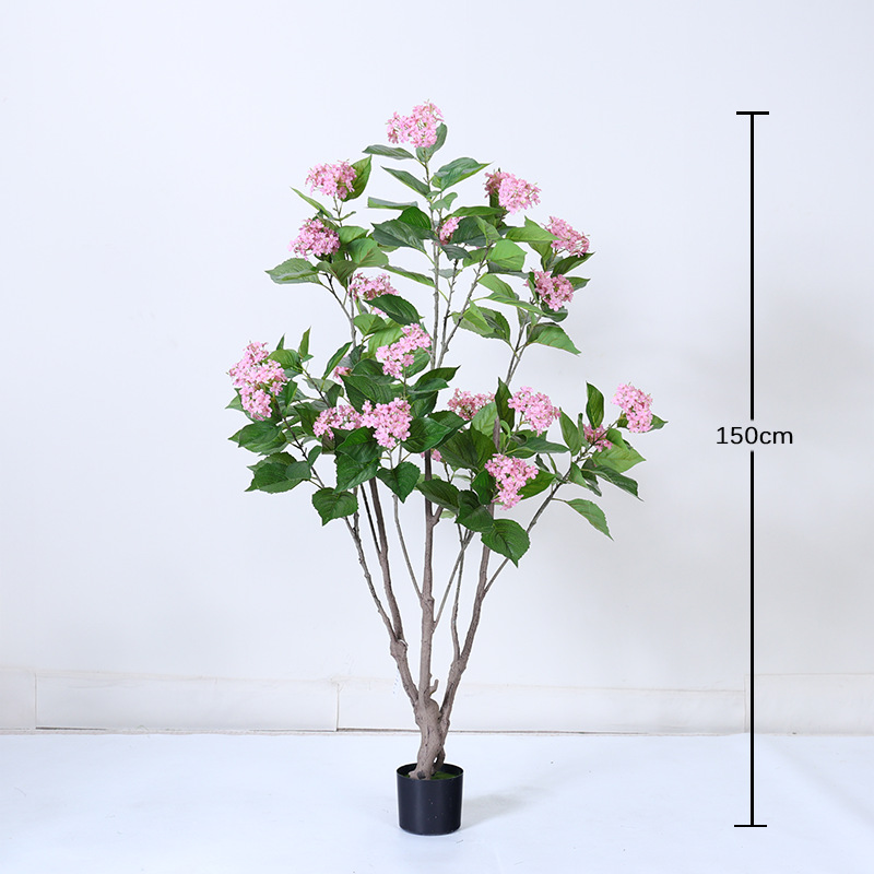 Simulación de plantas verdes, sensación avanzada, hortensias, árboles falsos, plantas en macetas, decoración de sala de estar de interior, plantas falsas, decoración del hogar de piso