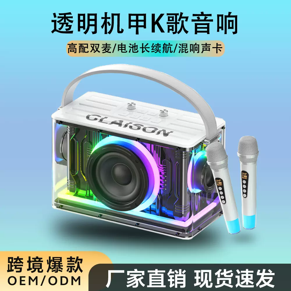 跨境蓝牙K歌音箱带麦克风高音质k歌音响一体机唱歌带话筒杜比音效