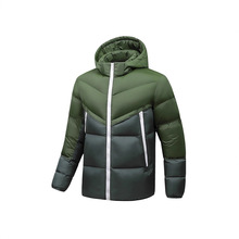 跨境冬棉衣男外贸修身连帽休闲潮流排骨外套时尚拼接青年棉袄百搭