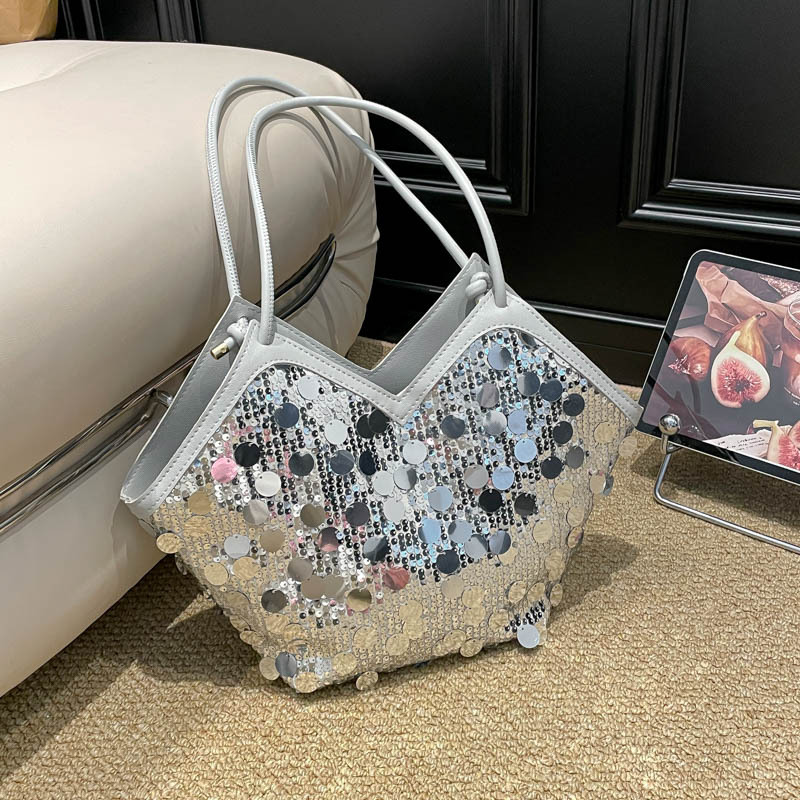 Stylish Sequin Shoulder Bag For Women Large Capacity Tote Handbag_voghion.com