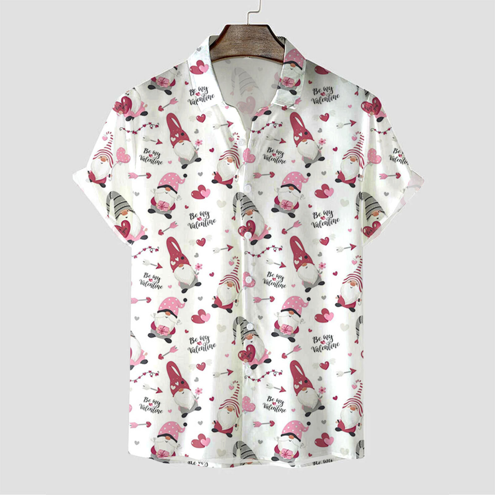 Camisa de manga corta para hombre transfronteriza de la estación Camisa estampada digital 3D de cuatro lados Camisa explosiva del día de San Valentín