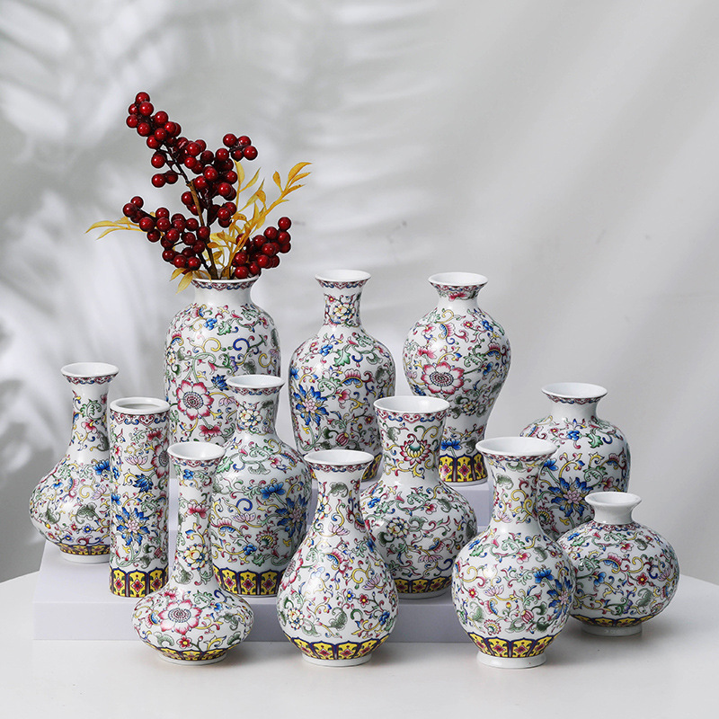 Blue and white porcelain Chinese enamel ceramic vase small flower office crafts creative simple home decoration