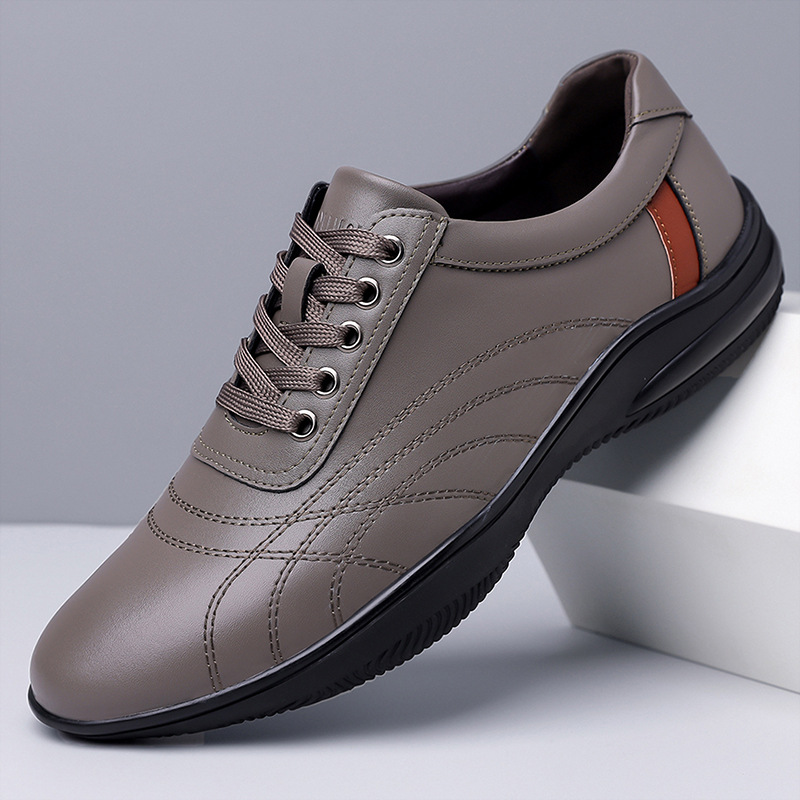 2026 Spring and Autumn Style Sports Casual Shoes for Men, British Style White Shoes, Non-Slip Soft Sole Men's Casual Leather Shoes Wholesale
