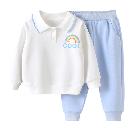 Girls' long-sleeved sweatshirt suit 2024 spring and autumn new children's sports Korean two-piece set baby fashionable style