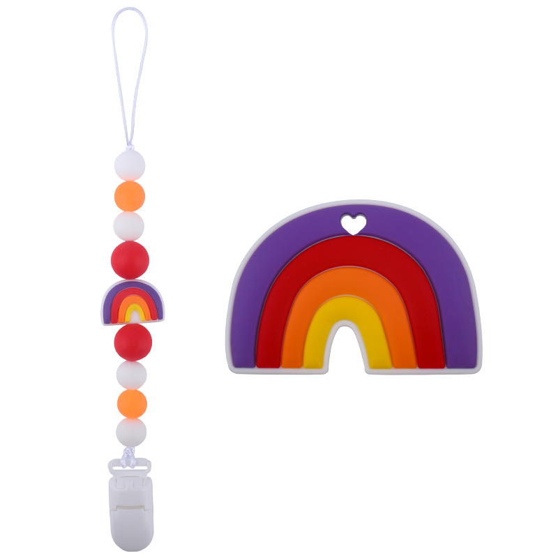 Bebé suministros chupete cadena creativa dibujos animados silicona teether palo traje de juguete