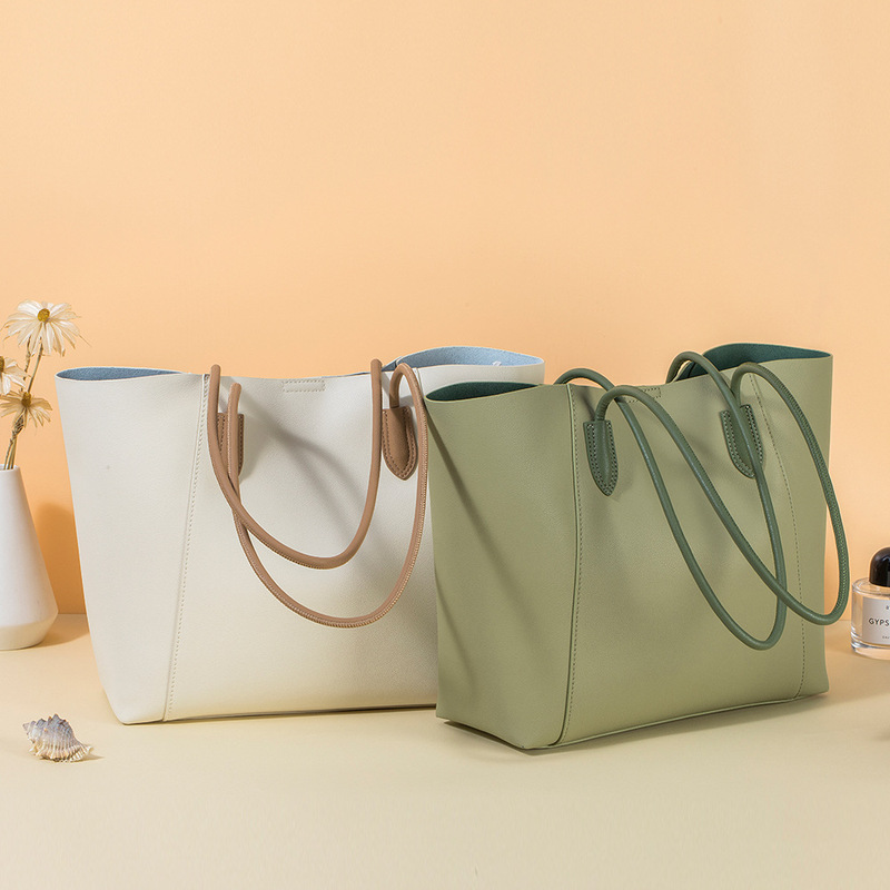 Genuine Leather Fashionable Versatile Women's Tote Bag Large Capacity High-End Shoulder Bag Niche Commuter Mother-In-Law Bag Women's Bag Genuine Leather Fashionable Versatile Women's Tote Bag Large Capacity High-End Shoulder Bag Niche Commuter Mother-In-Law Bag Women's Bag