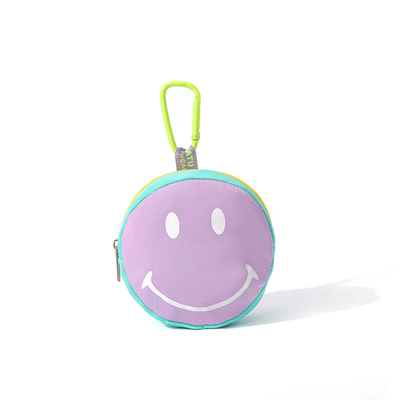 Nueva bolsa de cara sonriente de color caramelo de dibujos animados mini caja de color sólido colgante cambio bolsa de almacenamiento universal hombres y mujeres moda