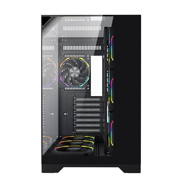 7 fan-position panoramic light effect desktop computer host case three-sided tempered glass ATX gaming e-sports case