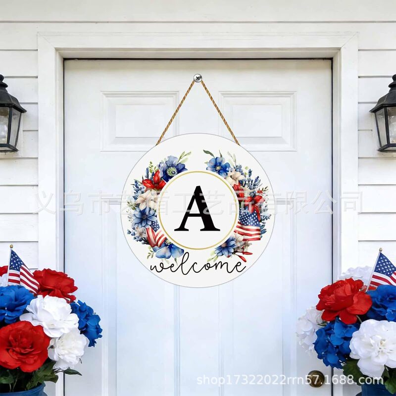Cross-Border Surname 26-Letter Plaque American Independence Day Wreath Indoor Door Decoration Bohemian Style Ornaments Cross-Border Surname 26-Letter Plaque American Independence Day Wreath Indoor Door Decoration Bohemian Style Ornaments