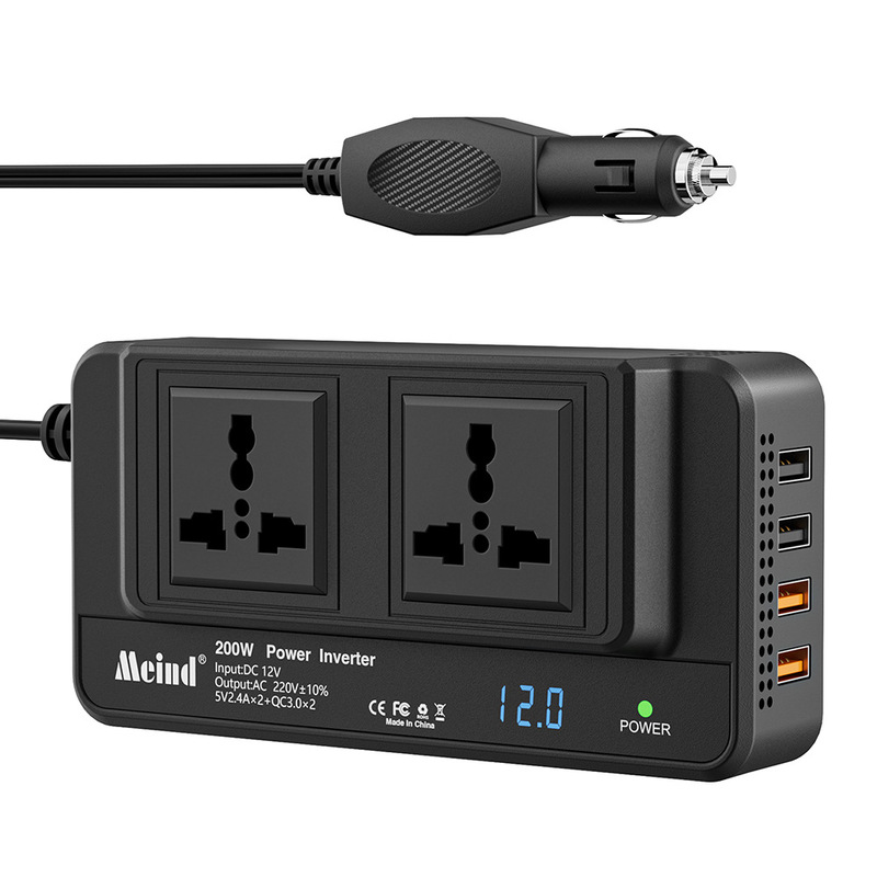 クロスボーダー人気200w車載インバータ電源変換器12V回転220V 110V USB * 4|undefined