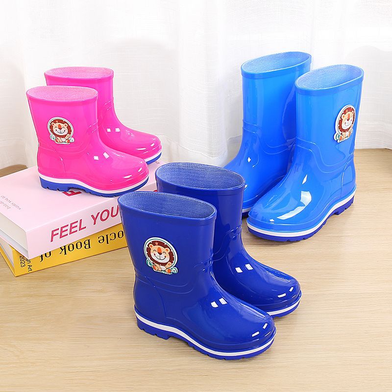 Children's Trendy Rain Boots for Boys and Girls, Waterproof, Non-Slip, Velvet Rain Boots for Toddlers, Big Kidsren and Kidsren, Cartoon Cute Water Shoes