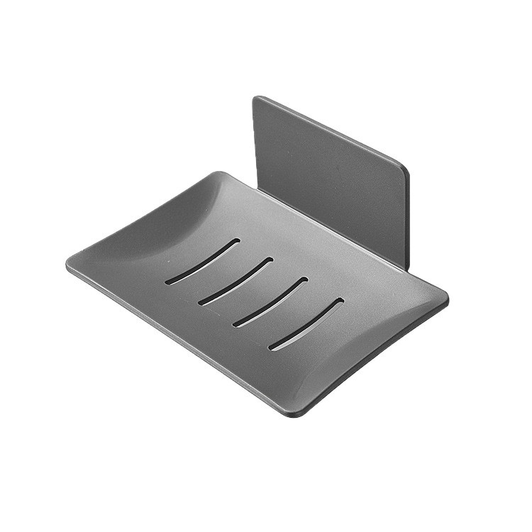 Gun Gris Baño Caja de jabón Espacio de drenaje creativo Plato de jabón sin perforación de aluminio Estante de baño Montado en la pared