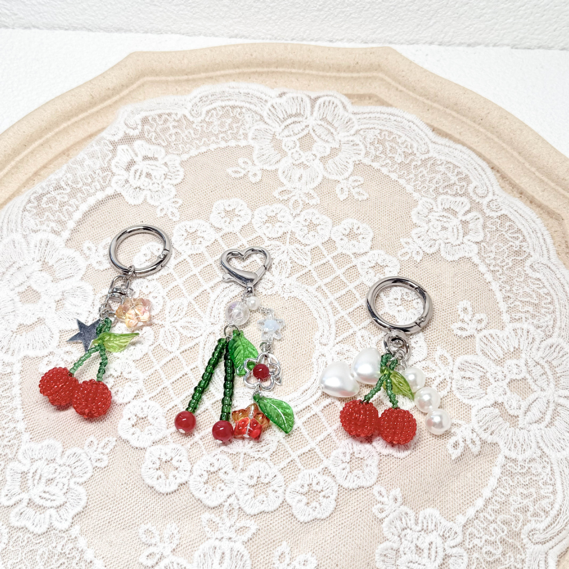 Cute Alloy Resin Star Cherry Unisex Bag Pendant Keychain display picture 4