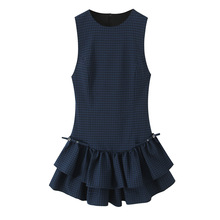 PB&ZA女装2025年秋季新款甜美浪漫格纹叠层装饰短款连衣裙3067269