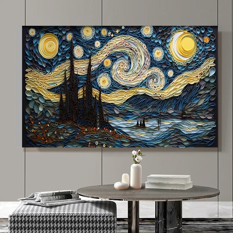 Van Gogh Tv Dust Cover 55-Inch 65-Inch 75-Inch 80inch European-Style Starry Sky Tv Cover Cloth