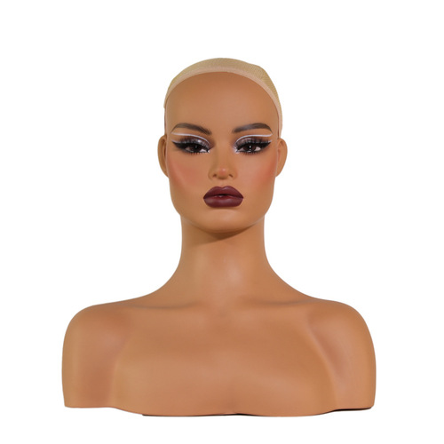 Factory-direct European and American-style necklace & earring display double-shoulder mannequin head, realistic head model, half-body model props