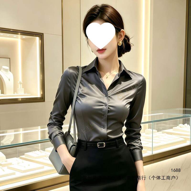 Black women's professional shirt 2026 new model for spring, autumn, and summer, with a light luxury and elegant feel, formal long-sleeve shirt, workwear Black women's professional shirt 2026 new model for spring, autumn, and summer, with a light luxury and elegant feel, formal long-sleeve shirt, workwear
