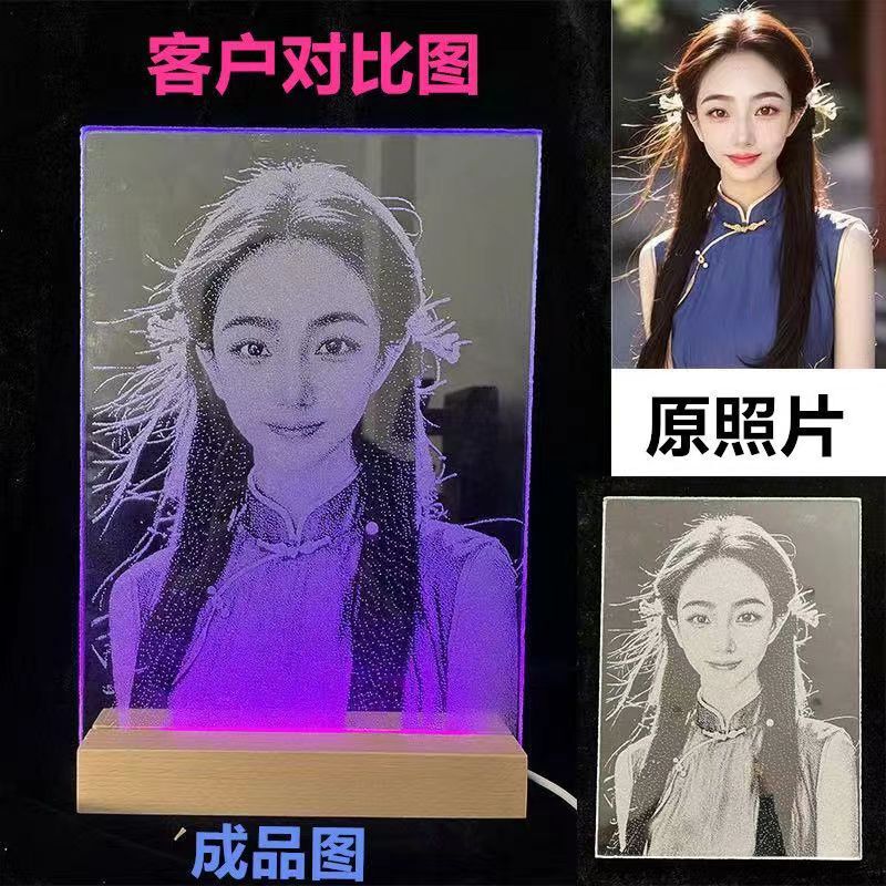 ガラス絵画、実物写真、ハンマー絵画、ガラスパーカッション絵画、彫刻、カップルへの誕生日プレゼント|undefined