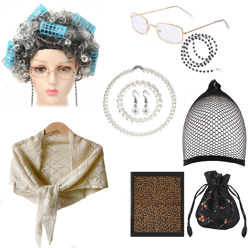 Halloween Granny Wig Old Woman Costume Granny Wig Granny Curly Hair Gray Grandpa Costume Halloween Granny Wig Old Woman Costume Granny Wig Granny Curly Hair Gray Grandpa Costume