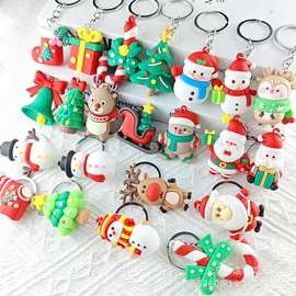 创意圣诞老人圣诞树钥匙扣圣诞节小礼品雪人立体软胶公仔挂件批发