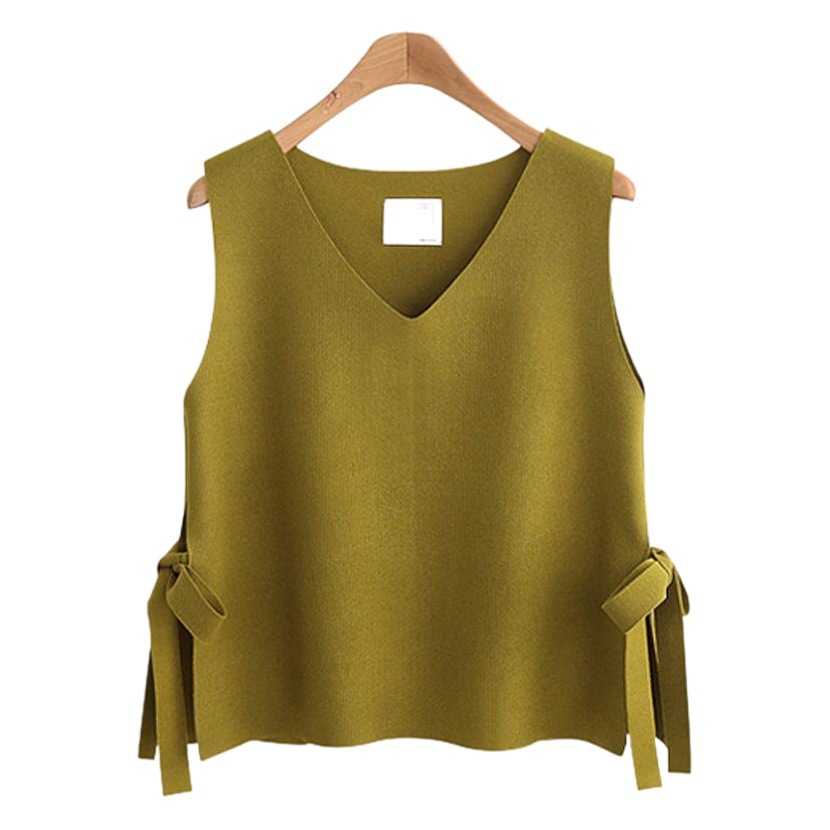 Chaleco de punto de otoño e invierno transfronterizo para mujer Chaleco europeo y americano con cuello en V chaleco suelto sin mangas exterior suéter de mujer