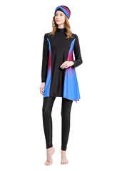 2024 Spring New Women's Swimwear Set of 3, AliExpress Cross-border Sun Protection Hat Print Conservative Swim Suit L078