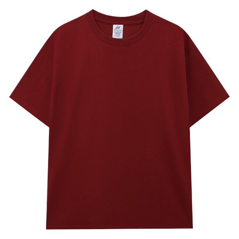 Spring and summer New 230g shoulder pure cotton solid color short sleeve T-shirt men's and women's tide round neck base blank T-shirt wholesale