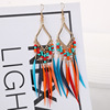 Cross -border explosion diamond -shaped color rice beads fine feather earrings in Pohemian court wind feathers ym800