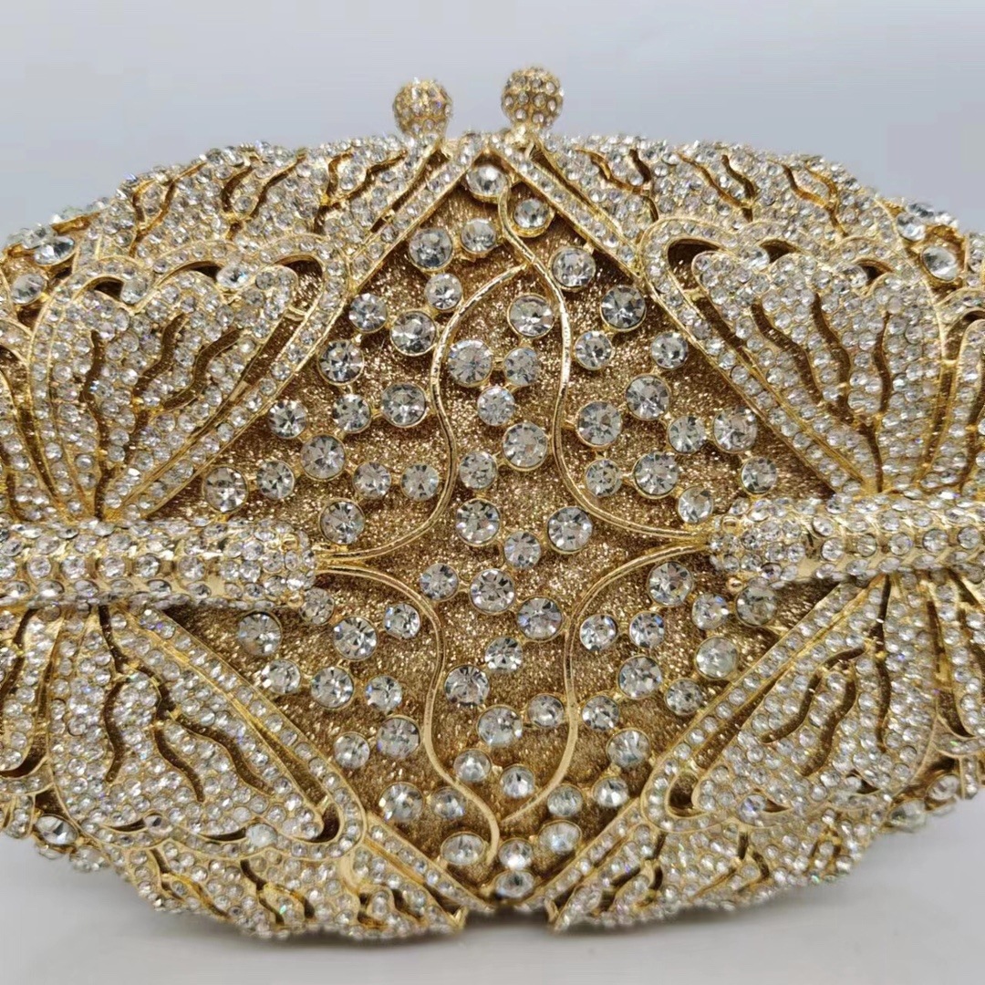 Nueva mariposa con diamantes bolsas de cena bolsas de diamantes europeas y americanas bolsas de diamantes perforadas bolsas de cristal