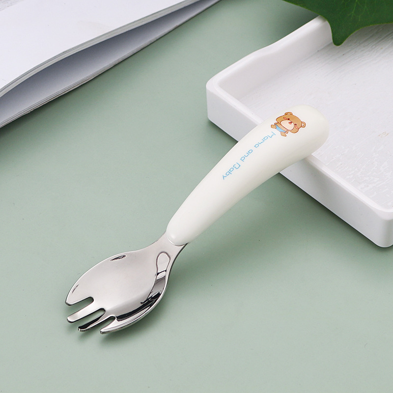 304 acero inoxidable niños cubiertos portátiles juegos de dibujos animados cuchara tenedor cuchara de entrenamiento para bebés cuchara tenedor casera