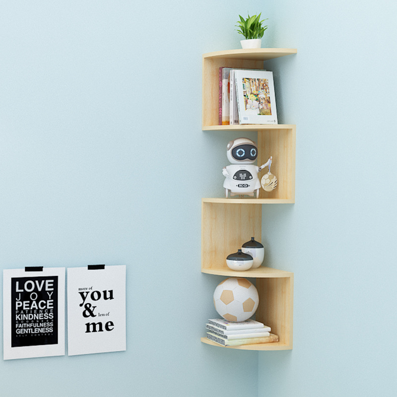 Wholesale solid wood corner shelf for home use, corner multi-layer bookshelf wall-mounted for living room, no drilling, suitable for bedroom wall surfaces