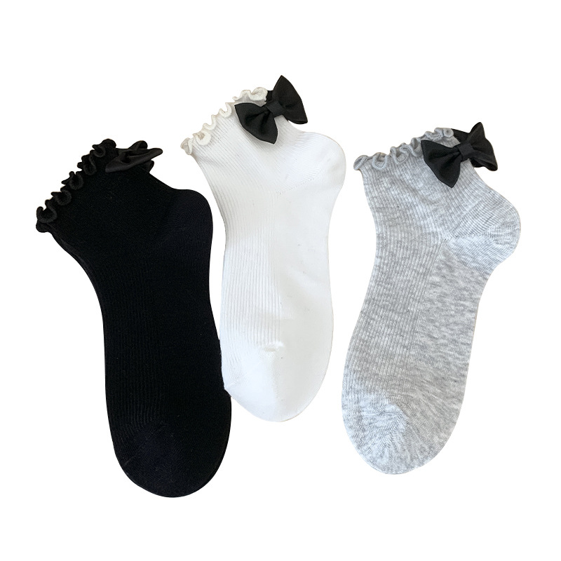 Calcetines de hormigón primavera-verano mujer calcetines de algodón sólido damas delgados calcetines transpirables princesa calcetines de encaje Zhuangyan