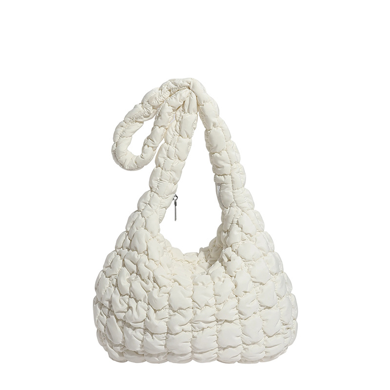 Bolso Cruzado Estilo Nube Plisado de Tela, Gran Capacidad con Cremallera, para Uso Diario y Trabajo