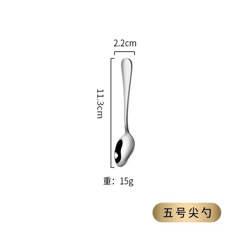 跨境1010系列304不锈钢餐具 酒店西餐牛排餐叉调羹甜品勺长柄尖勺|undefined