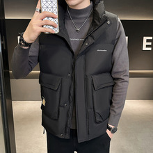 2025秋冬新款马甲男潮牌工装羽绒服立领口袋加厚保暖背心男坎肩休