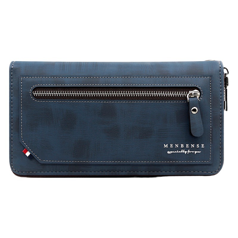 Versión Coreana de cartera larga de los hombres de cuero pelado cremallera moda casual cartera bolso de gran capacidad Multi-tarjeta de teléfono móvil bolsa