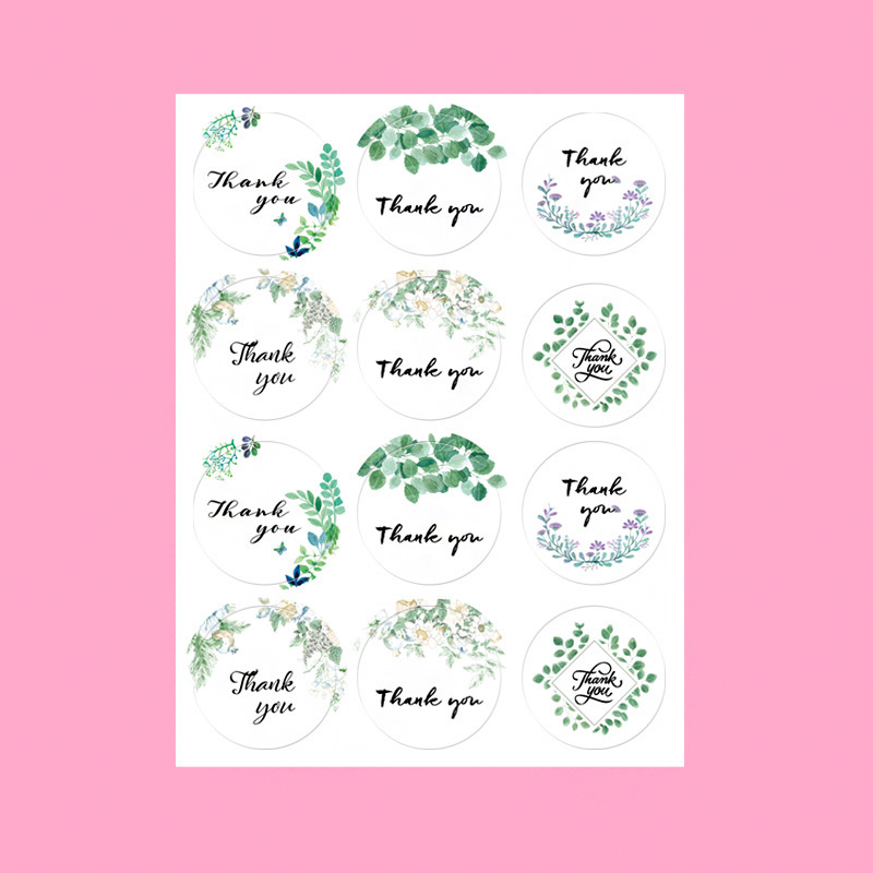 Round Thank You Stickers Kraft Paper Thank Sealing Paste Adhesive Label display picture 4