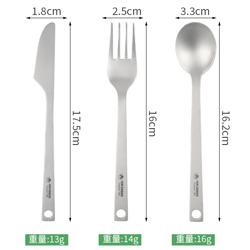 Set of Three-Piece Knife, Fork, and Spoon Pure Titanium Western Dinnerware Set, Portable for Outdoor Picnics and Home Use, Steak Utensils, One Piece Shipping