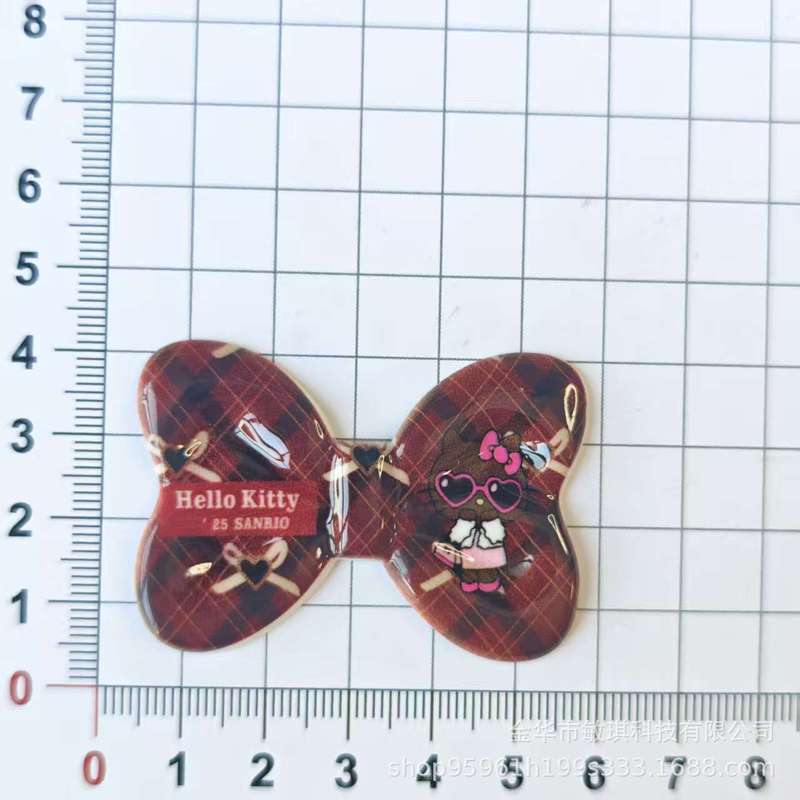 秋冬豹纹KT猫系列蝴蝶结亚克力配件 DIY头饰手工手机壳鞋花批发|undefined