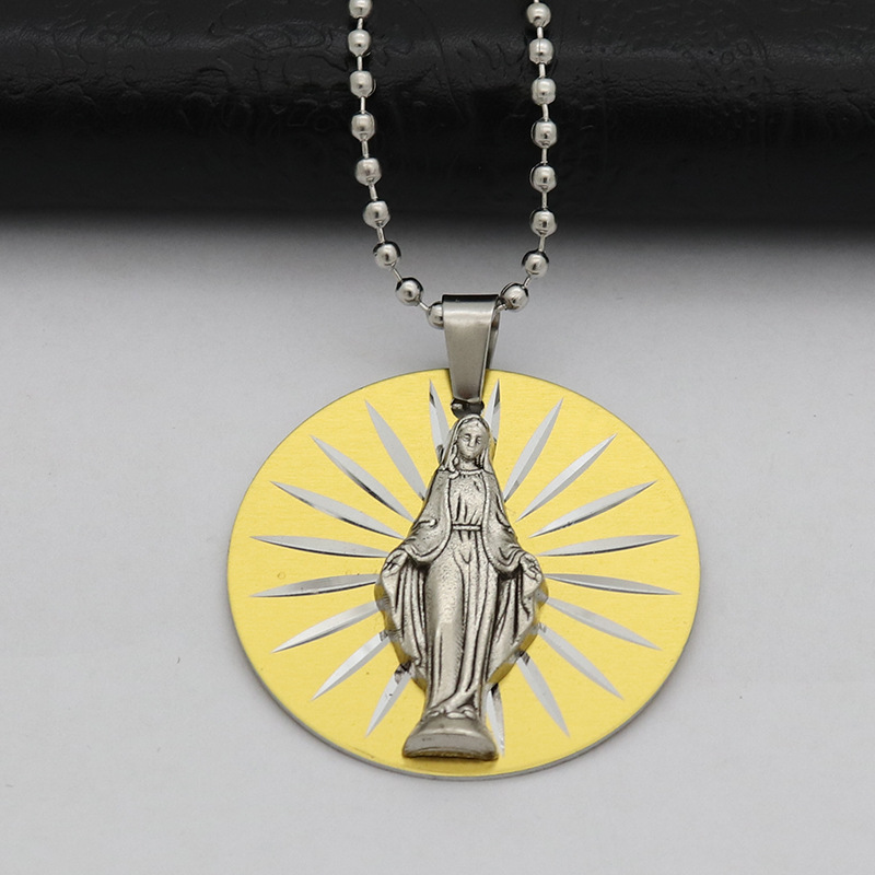 镭射玛利亚金色项链