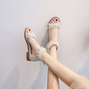 One-Line Student Sandals for Women New Summer Fairy Style Matching Skirt Roman Back Zipper Flat Shoes