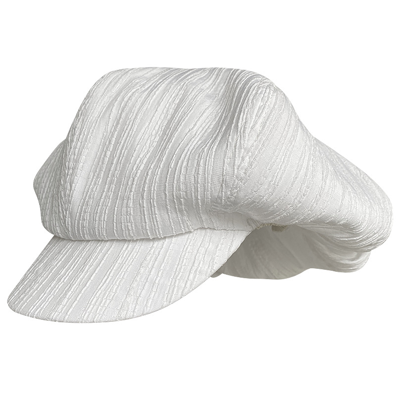 夏季透氣雲朵帽女超大貝雷帽黑色輕薄褶皺透氣水母帽八角帽畫家帽