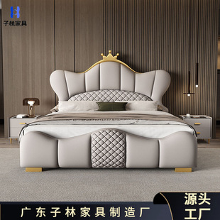 Italian Style Minimalist Air Pressure Storage Double Bed Soft Bag Wedding Bed New Style Light Luxury Modern Bed Modern Simple Master Bedroom Big Bed